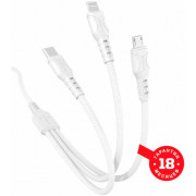 Кабель GoPower GP21 USB 3 в 1 Type-C/Lightning/Micro 2.0A (белый) 1 метр