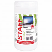 Салфетки чистящие для экранов и пластика, универсальные, STAFF ЭКОНОМ, туба 100 шт, влажные