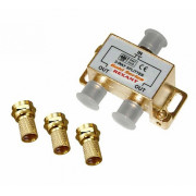 Делитель на 2 ТВ + 3шт. F "Rexant" GOLD