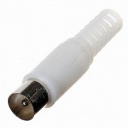 Штекер ТВ без пайки (пластик / белый)