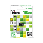 Ф/к MicroSD 16Gb Class 10 MIREX с адаптером / без адаптера