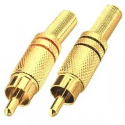 Штекер RCA на кабель металл GOLD 2 полосы (кр/чёрн)