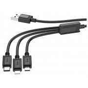 Кабель HOCO X74 USB 3 в 1 Type-C/Lightning/Micro 2.0A 1 метр (черный)