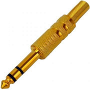 Штекер Jack 6,3мм стерео металлический Gold